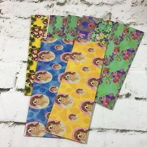 Vtg Folded Gift Wrap Wrapping Paper Pet Themed Floral Birthday Christmas Lot